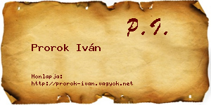 Prorok Iván névjegykártya